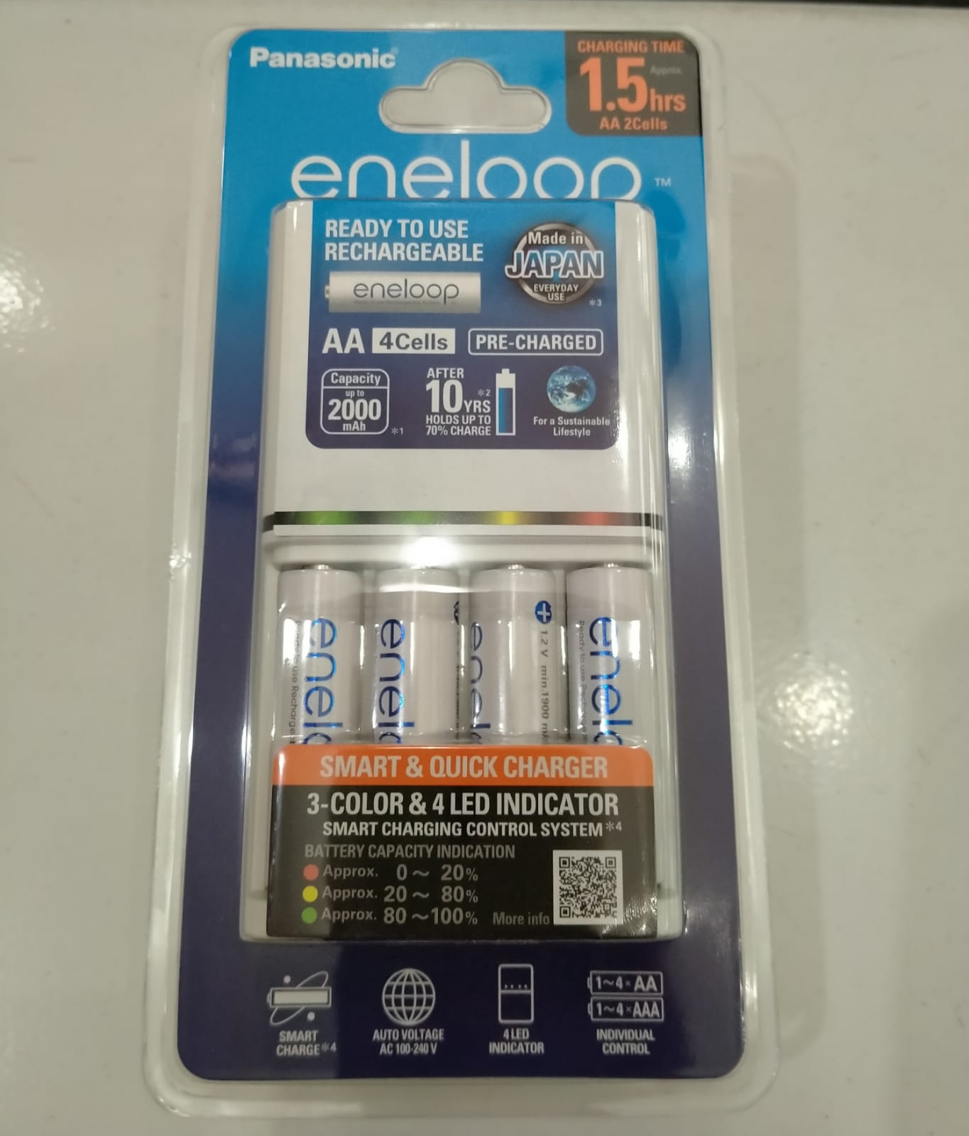 BATERAI AA ENELOOP DAN CHARGER 1.5jam (OTOMATIS)